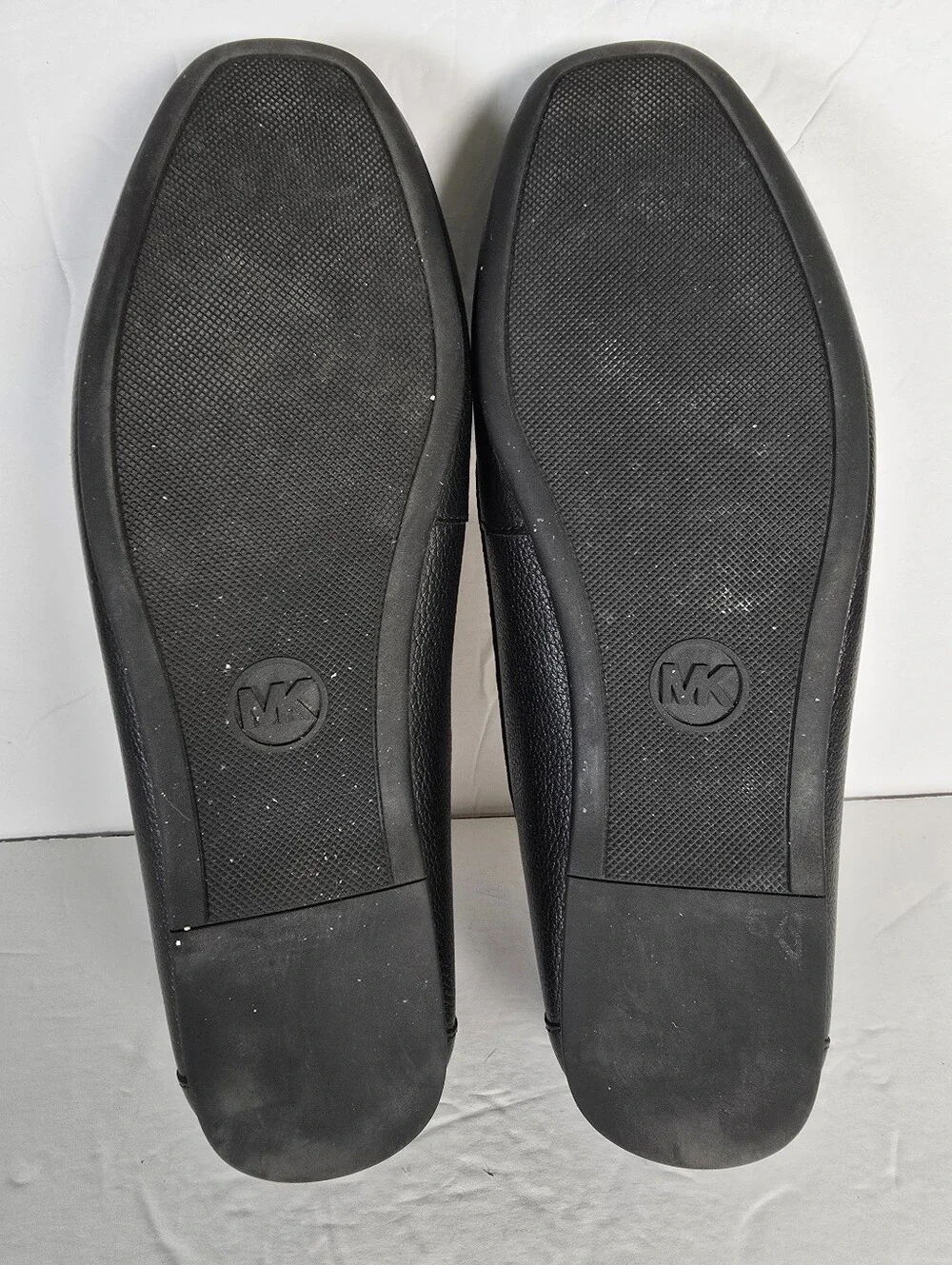 Michael Kors Moc Black Leather Moccasin Loafers Silver Tone Hardware Size 8.5